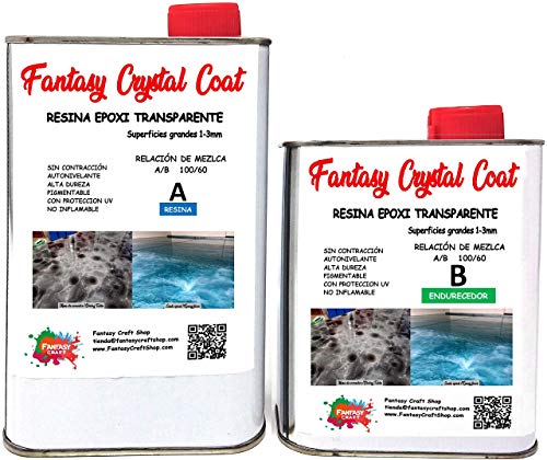 0,8 Kg Fantasy Crystal Coat, Resina epoxi bicomponente de Recubrimiento, porcelanato liquido, Ideal para Recubrimiento de Grandes Superficies,