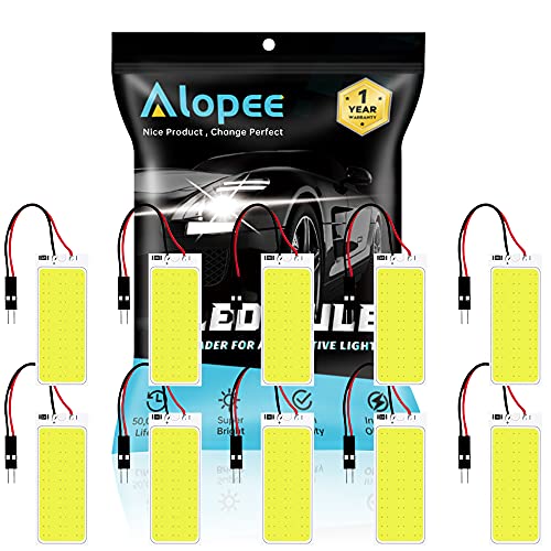 10-Pack Blanco 250Lums COB 36-SMD 12V DC Luz LED para Auto Interior del Automóvil Panel de Iluminación Indicador de Techo Lámpara de Techo Lámpara de Techo con 10 X T10, Adaptador de Festón