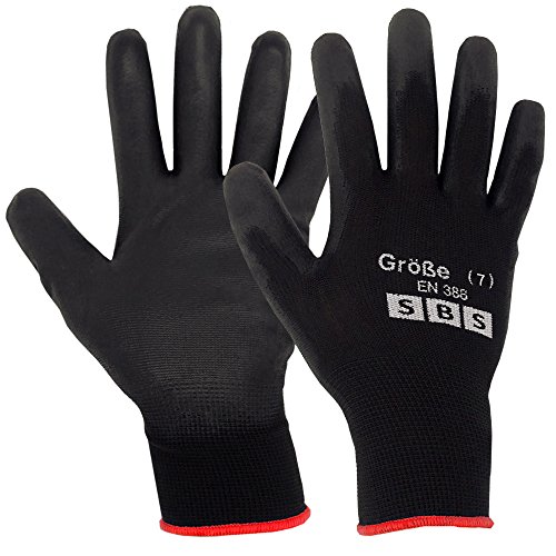 12 pares de guantes de nailon SBS, talla 7 hasta 11, guantes de trabajo, guantes de protección
