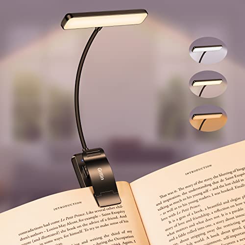 19 LED Luz de Lectura, Gritin Lámpara de Lectura USB Recargable de 360° Flexible con 3 Modos de Iluminación - Protección Ocular & Atenuación Continua & Larga Duración Luz de libro para leer en la cama