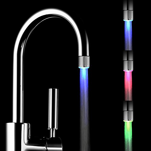 2 pack Faucet de agua LED colorido Con 3 colores que cambian control de la temperatura, RC-F03 Grifo del grifo de la corriente del agua para la cocina y los cuartos de baño.
