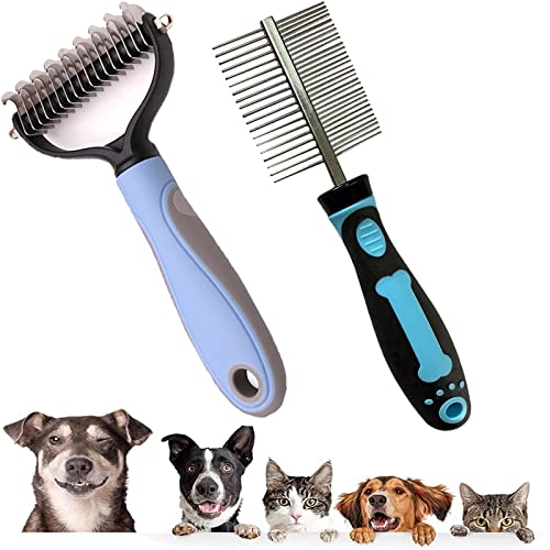 2 Pcs Cepillo para Perros y Gatos, Peine Perro Gato, Peine para Desenredar Mascotas, Cepillo Perro Pelo Muerto para Mascota Pequeña, Medianas y Grandes, Reduce Eficazmente la Caída de Cabello