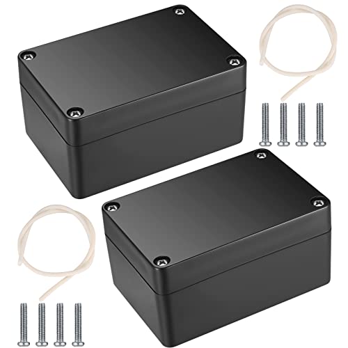 2 Piezas Cajas de Conexiones, Caja de Derivación Estanca Exterior Electricas, Cajas de Proyectos Electrónica Plástico, Conexiones Cables Electricos Estancos - 100x68x50 mm/Negro