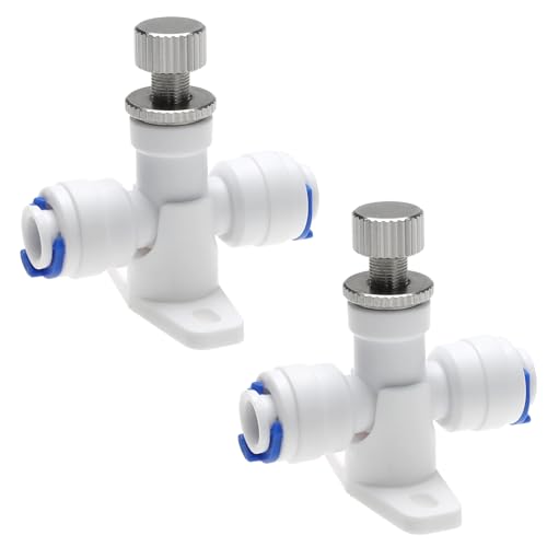 2 válvulas de control de flujo de agua RO compatibles con manguera de 1/4 pulgadas OD POM plástico para sistemas de agua RO/sistemas de agua pura/purificadores de agua/dispensadores de agua