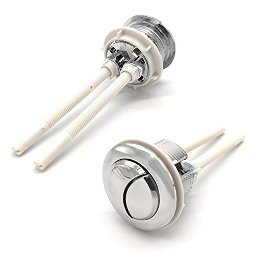 2 varillas de botón para inodoro, de 38 mm, universal, cromadas, con doble enjuague, de alta presión, accesorios para inodoro Closestool Kit de reparación de válvula de descarga (plata)