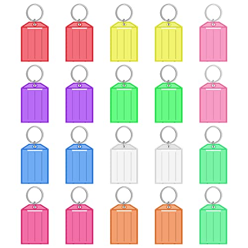 20 Llaveros Plastico con Etiqueta 10 Colores Etiquetas Llaves Identificador Llaves Etiqueta de Clave Escribible para Marcar las Llaves Maletas Mascotas Hotel Oficina