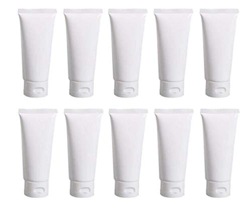 20 tubos vacíos de plástico blanco para loción cosmética, botellas de champú, limpiador facial, muestra de maquillaje, tubo de contenedor suave, frasco de botella con tapa abatible