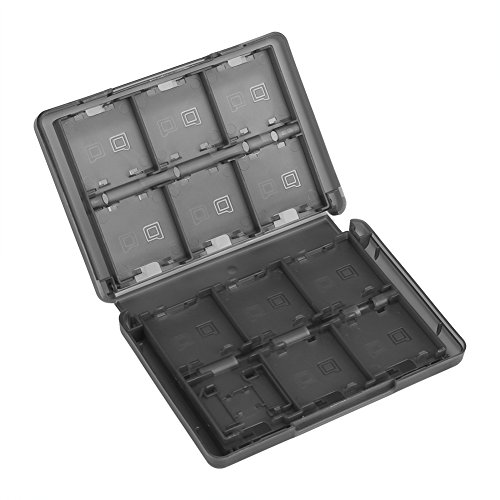 28 en 1 Caja de cartucho de tarjeta de memoria de videojuego de plásticoEstuche para tarjetas de juego para Nintendo Caja de almacenamiento de cartucho para Nintendo 3DS DSL DSI LL(Black)