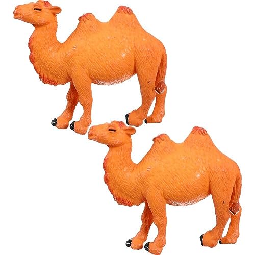 2pcs Mini Camello Figura Modelo Miniatura Animal De Escritorio PVC Adorno para La Decoración del Gabinete del Escritorio del Jardín