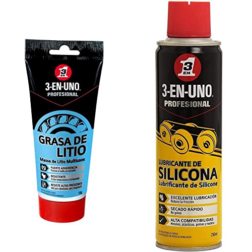 3-EN-UNO Profesional - Grasa de Litio Tubo -150gr y Lubricante de silicona en Spray- 250 ml