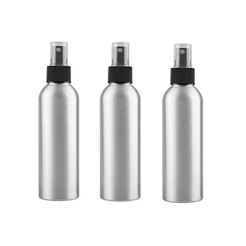 3 tarros de Botella de Aluminio vacíos de Plata con Cabezal de pulverización Negro con pulverizador de atomizadores de Agua cosmética contenedores de Almacenamiento de Viaje
