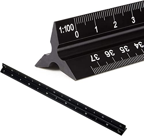 30 cm escalímetro de precisión, aluminio para arquitectos e ingenieros, triangular - 1:20, 1:25, 1:50, 1:75, 1:100, 1:125