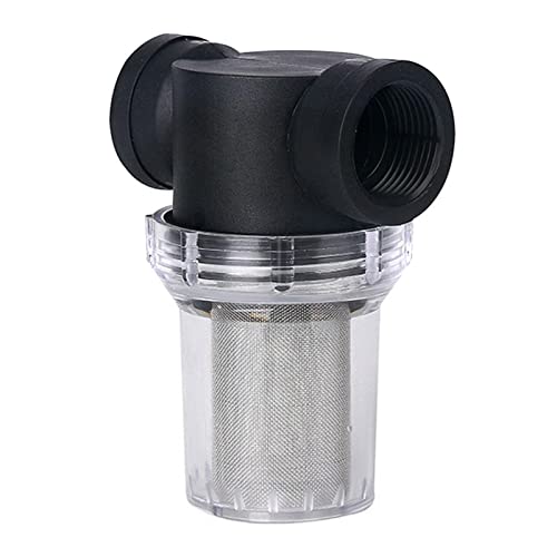 40# Filtro universal para bomba de agua, filtro de malla en línea, filtro de bomba de agua, filtro de plástico de alto flujo para sedimentos (negro + plateado, tamaño: 40# 4.75 x 2 pulgadas)