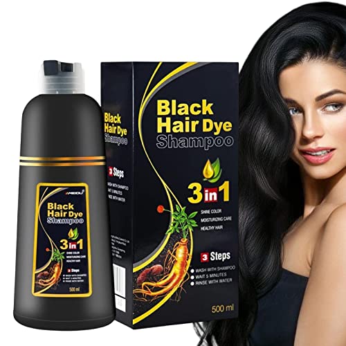 500ml Champú Para Teñir El Cabello - Champu Anticanas Hombre 3 En 1 - Champú Tinte Negro - Color Instantáneo - Champu Pelo Blanco Color Cabello Rápido Natural Orgánico