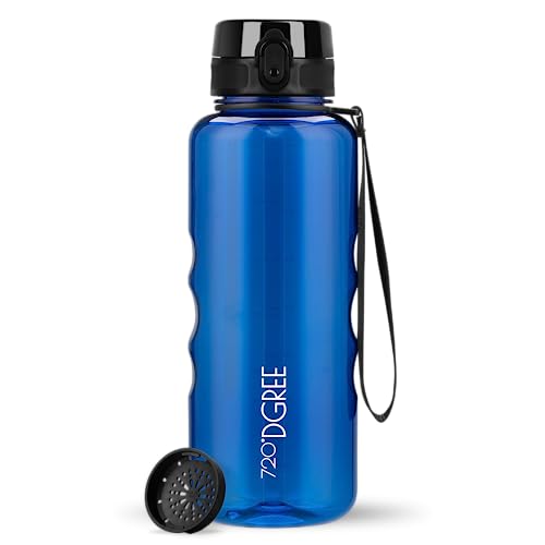 720°DGREE Botella Agua 1,5 Litros “uberBottle“ - Tamiz-Fruta, crystalClear - Sin BPA, Prueba de Fugas, Reutilizable - XL Cantimplora, Water Bottle ideal para Fitness, Gimnasio, Deporte, Outdoor