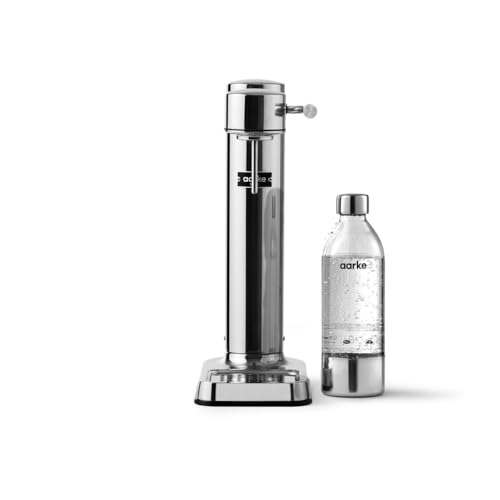 Aarke Carbonator 3, Máquina para hacer Agua con Gas en Acero Inoxidable, incluye Botella 800ml, Acabado en Acero