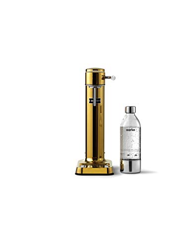 Aarke Carbonator 3, Máquina para hacer Agua con Gas en Acero Inoxidable, incluye Botella 800ml, Acabado en Oro