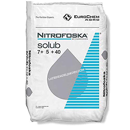 ABONO soluble Fertilizante Nitrofoska 7-5-40. Saco de 25 Kg. Recomendado para la maduración de cultivos. 7% Nitrógeno, 5% Fósforo, 40% Potasio, 19% Azufre