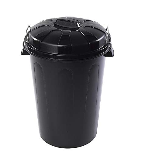 Acan Tradineur - Cubo de basura de plástico - Incluye tapa y asas metálicas - Fabricado en España - Contenedor de residuos - Capacidad de 100 Litros - 74,5 x 57 x 52 cm - Color Negro