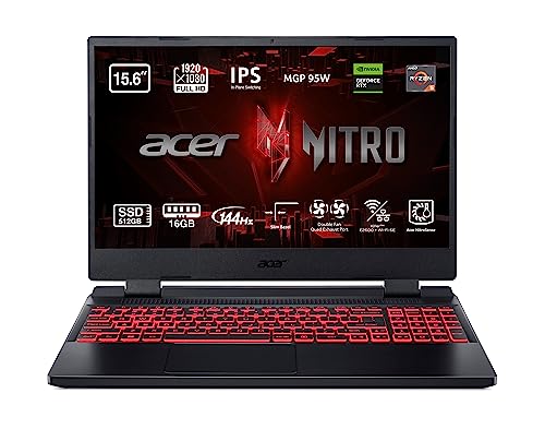 Acer Nitro 5 AN515-47 - Ordenador Portátil Gaming 15.6" Full HD IPS 144Hz (AMD Ryzen 7-7735HS, 16GB RAM, 512GB SSD, NVIDIA RTX 3050Ti, Sin Sistema Operativo) Color Negro - Teclado QWERTY Español