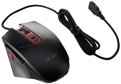 Acer Nitro Gaming Mouse - Ratón Gaming (4200 DPI, USB, Iluminación LED, 8 Botones, 12,1 x 8,3 x 3,9 CM, 146 g) Negro y Rojo