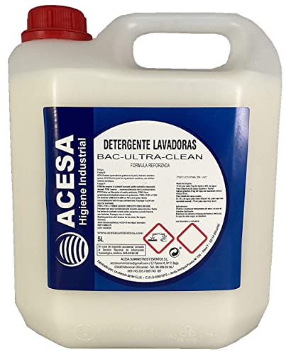 ACESA - Detergente lavadora liquido - Detergente, jabon de marsella con Amonios Cuaternarios. Para ropa de Algodón, Lana, Seda y Fibras Sinteticas. Formato 5 Litros