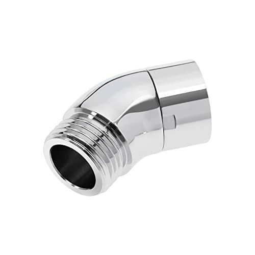 Adaptador de codo de ducha de mano G1/2 pulgadas, conector de ducha de 45 grados, junta de conversión cromada para la mayoría de sistemas de ducha estándar, color plateado