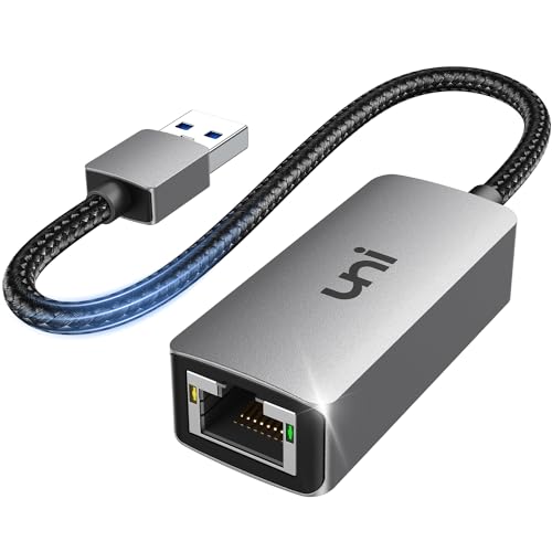 Adaptador USB a Ethernet, uni Driver Free USB 3.0 a RJ45 Gigabit Ethernet Adaptador de Red LAN, Compatible con MacBook, Surface, Laptops con Windows, XP, Vista, Mac/Linux