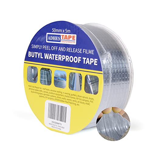 ADHES Cintas de butilo cinta impermeable cinta de aluminio cinta de reparación para fugas de techo, reparación de grietas, ruptura de tuberías 50mm x 5m