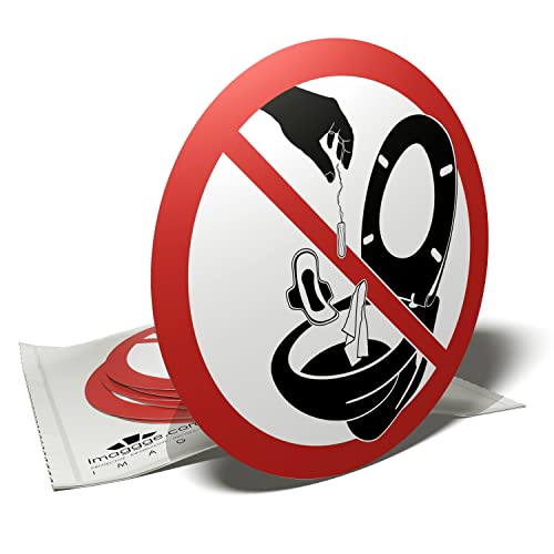 Adhesivo para inodoro – No tirar nada en el inodoro – 6 pegatinas redondas – 9,5 cm
