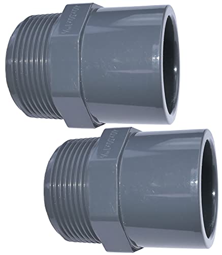 AERZETIX - C51944 - Juego de 2 racores de presión/reductores dobles - para encolar Ø40mm y Ø50mm - rosca macho 1 1/2" - en plástico - PN 16 - conector para tubos