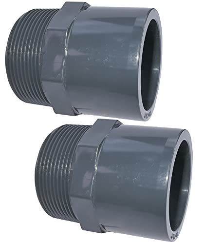 AERZETIX - C51945 - Juego de 2 racores de presión/reductores dobles - para encolar Ø63mm y Ø50mm - rosca macho 2" - en plástico - PN 16 - conector para tubos