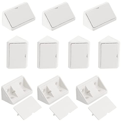 AERZETIX - C65770 - Juego de 10 escuadras de ángulo 42x27mm en plástico con tapa - racor de montaje de muebles - soporte estantes fijación paneles armario tornillo ebanista - color blanco