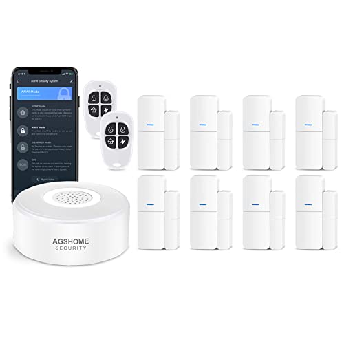 AGSHOME Alarmas para Casa,Sistema de Alarma para Casa WiFi, Kits de Seguridad para el Hogar 11 Piezas con Aplicación en Tiempo Real,Ampliable-Funciona con Alexa