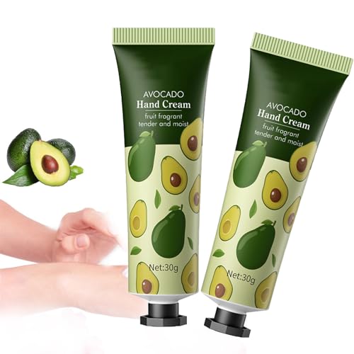 Aguacate Crema de Manos,Crema Hidratante con Fragancias,Crema Manos Natural,Crema Hidratante Manos,Crema Manos Mini,Crema Manos Reparadora,para Manos y Pies Secos,30g,2 piezas