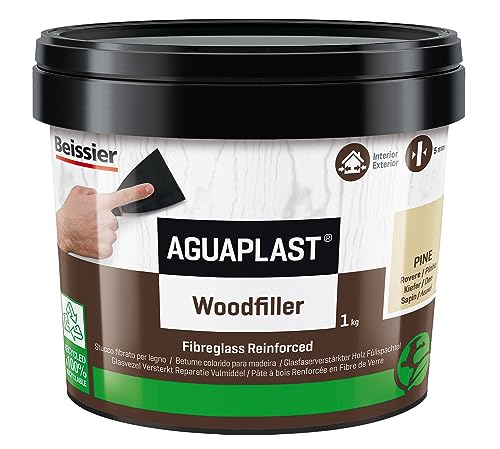 Aguaplast Woodfiller 1 kg Masilla de fibrato lista para usar para rellenar agujeros y grietas en madera en una sola mano sin contracción. Color roble
