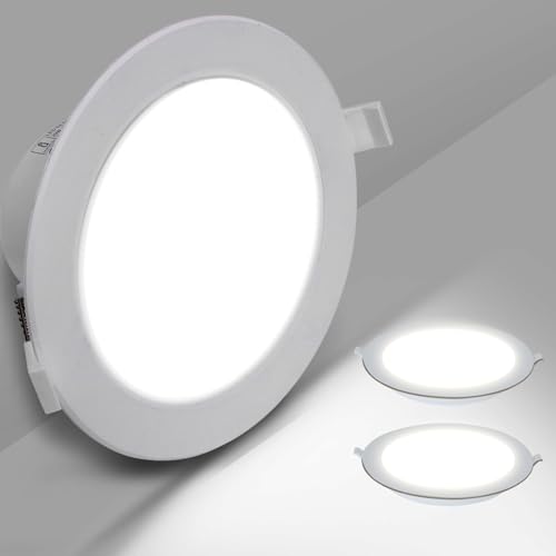 Aigostar Downlight LED Techo Empotrable, 12W Equivalente a Halógena 113W, 1350LM, Luz Blanca Fria 6500K, Ojos de Buey LED para Techo interior, Ф145-155 mm, Pack 2 Foco Empotrable LED Techo