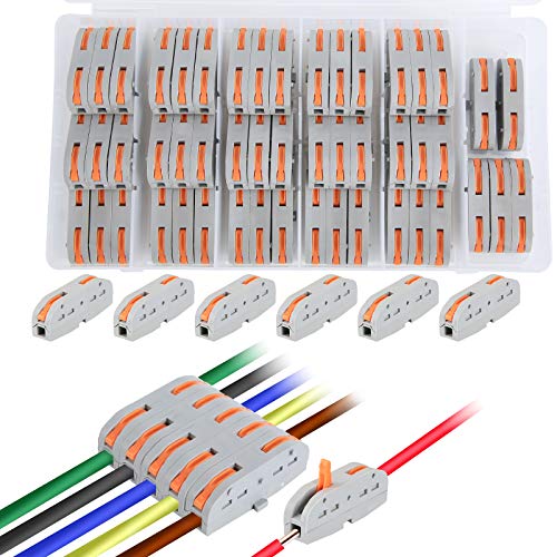 Aigreat Conectores de cable compactos, conectores de empalme, Terminal de anillo, 50 piezas, conductores surtidos, Nylon