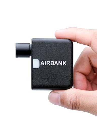 AIRBANK Bomba de Aire de Pocket para Bicicleta, eléctrica, Mini compresor de batería, 97 Gramos, 100 PSI, pequeña Bomba, para Todas Las Bicicletas, Color Negro