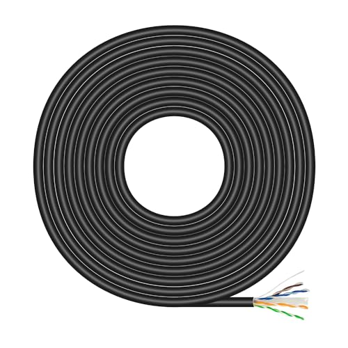AISENS - A135-0675 - Cable de Red Exterior Impermeable RJ45 Cat.6 UTP Rígido Cca AWG23, Negro, 100M