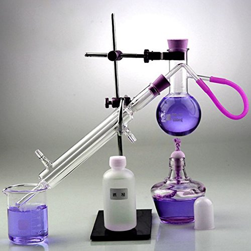 Alambique de cristal, aparato de destilación de laboratorio, destilador de agua de la industria científica para hacer aceites esenciales, destilador de alcohol,100 ml