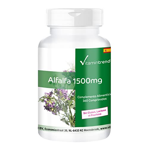 Alfalfa 1500mg – Verde de Alfalfa en comprimidos – 360 comprimidos – Extracto de Alfalfa natural | Vitamintrend®