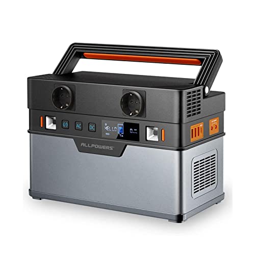 ALLPOWERS Generador portátil de 606 Wh / 164000 mAh, fuente de alimentación de emergencia, onda sinusoidal pura con inversor DC/AC para camping, uso doméstico, autocaravana, exterior