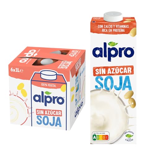 Alpro Bebida Vegetal de Soja sin Azúcar, 8 x 1 L