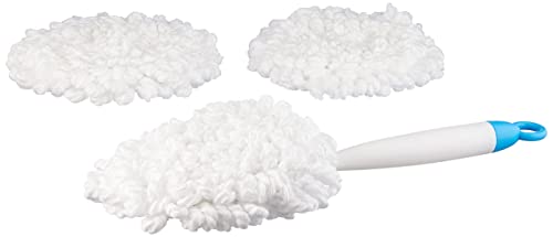 Amazon Basics - 3 unidades Limpiador de polvo para estores y cortinas venecianas, de microfibra, lavable, 38 cm, azul y blanco