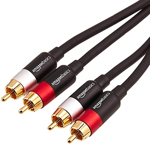 Amazon Basics - Cable de audio RCA (2 machos a 2 machos), 4.57 m, Negro, Oro, Rojo, Blanco