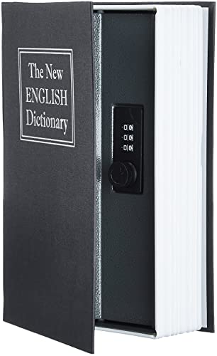 Amazon Basics - Caja de seguridad en forma de libro - Cerradura con combinación, Grande, Negro