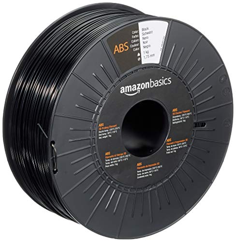 Amazon Basics - Filamento para impresora 3D, plástico ABS, cinta de 1 kg, 1.75 mm, negro