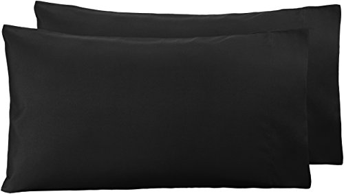 Amazon Basics - Funda de almohada de microfibra, 2 unidades, 50 x 80 cm - Negro