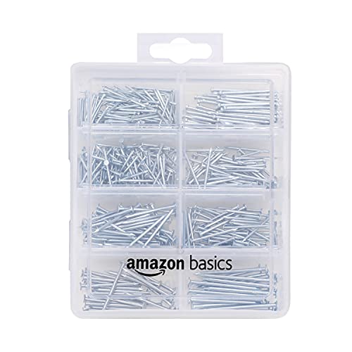 Amazon Basics Juego de clavos variados incluye acabado, de alambre, normales, brad y para colgar cuadros, 550 unidades